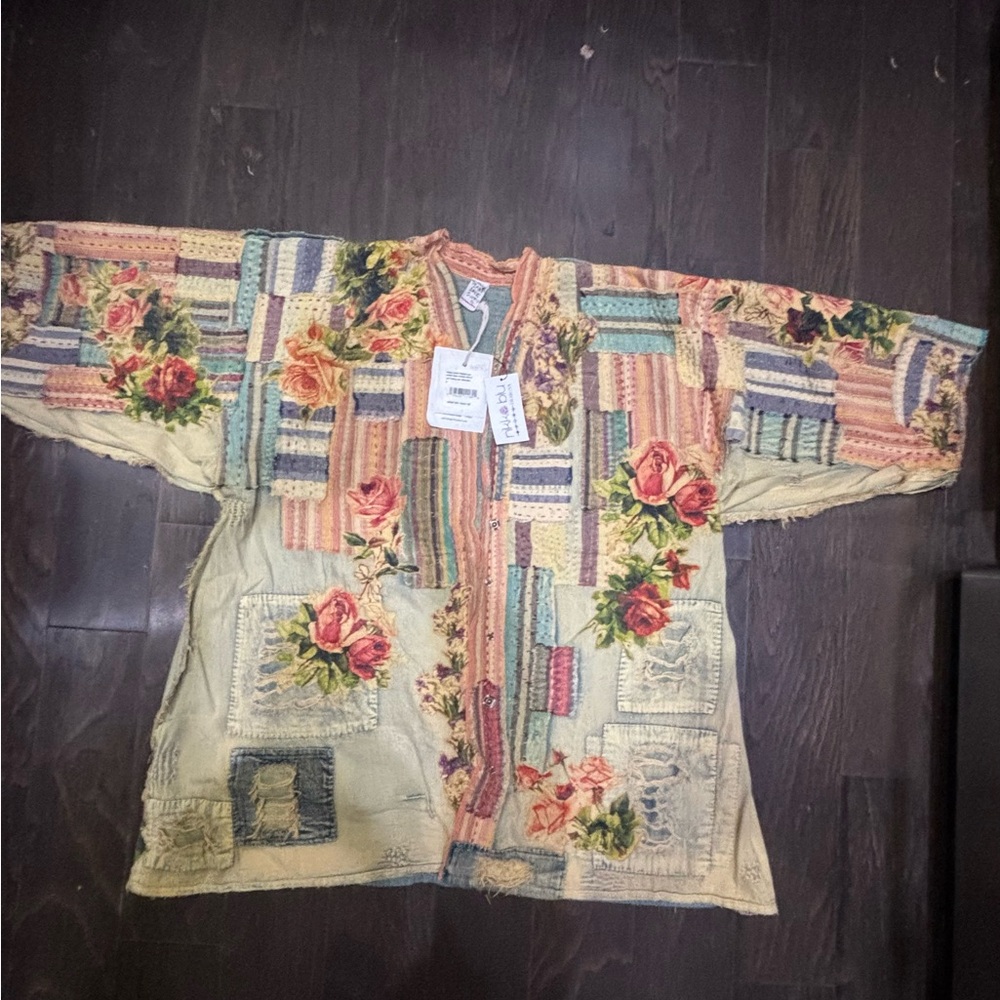 Magnolia Pearl Floral PatchworkHippy Kimono, Pristine Cond wtags, Nvr worn